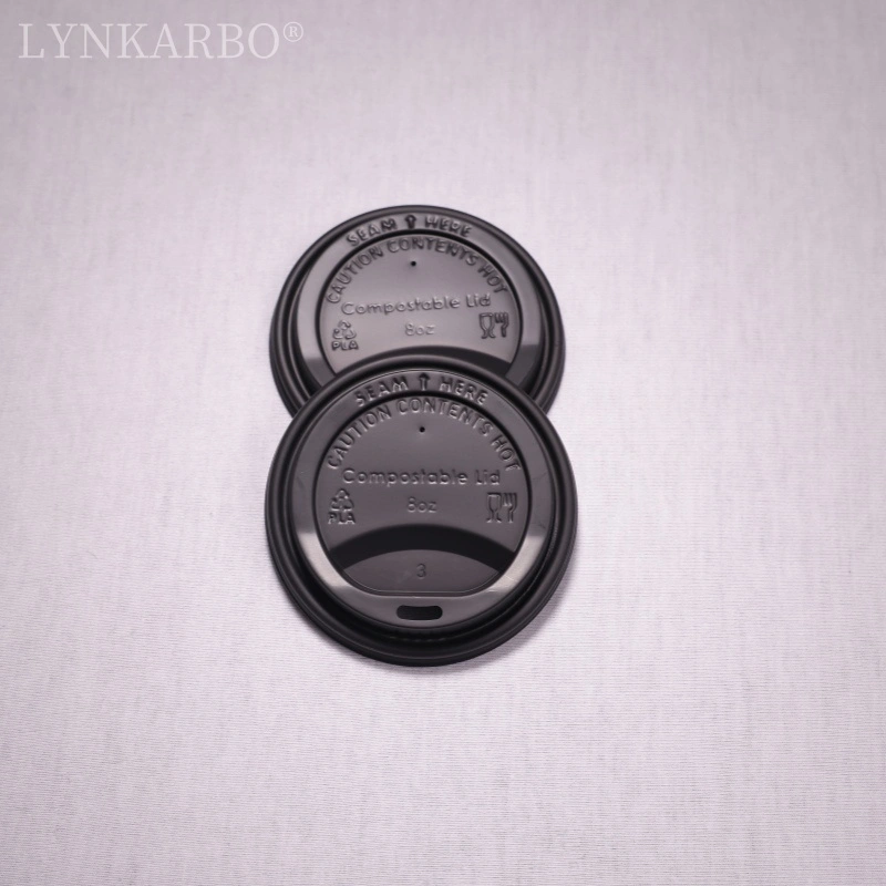 CPLA 80 мм Черная крышка для чашки с прямым питьем